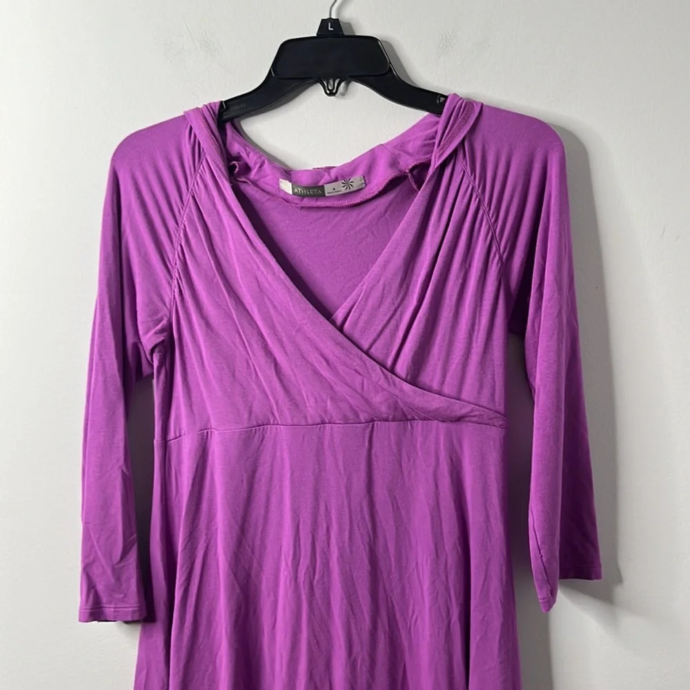 Athleta Hawi Purple Hooded Asymmetrical Dress - Picture 3 of 6
